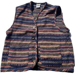 Vintage Skoozi Women’s Medium Blue Red White Stripes Aztec Tribal Vintage 90’s